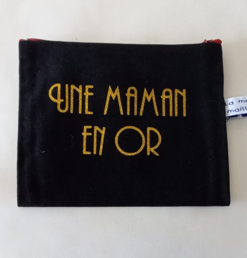 Trousse "une maman en or" noire et paillettes or