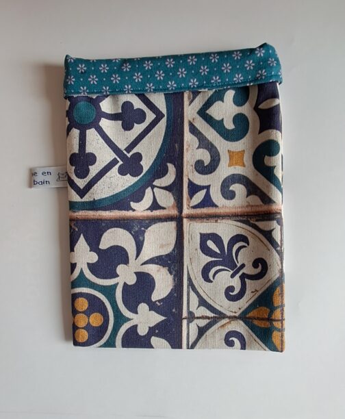 Pochette à livre Azulejos bleu