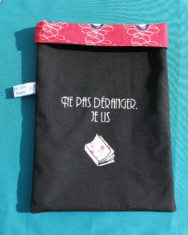 Pochette à livres noire oiseaux rouge