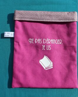 Pochette à livres tissu japonais Seigaiha tenten rose