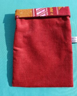 Pochette velours milleraies rouge wax
